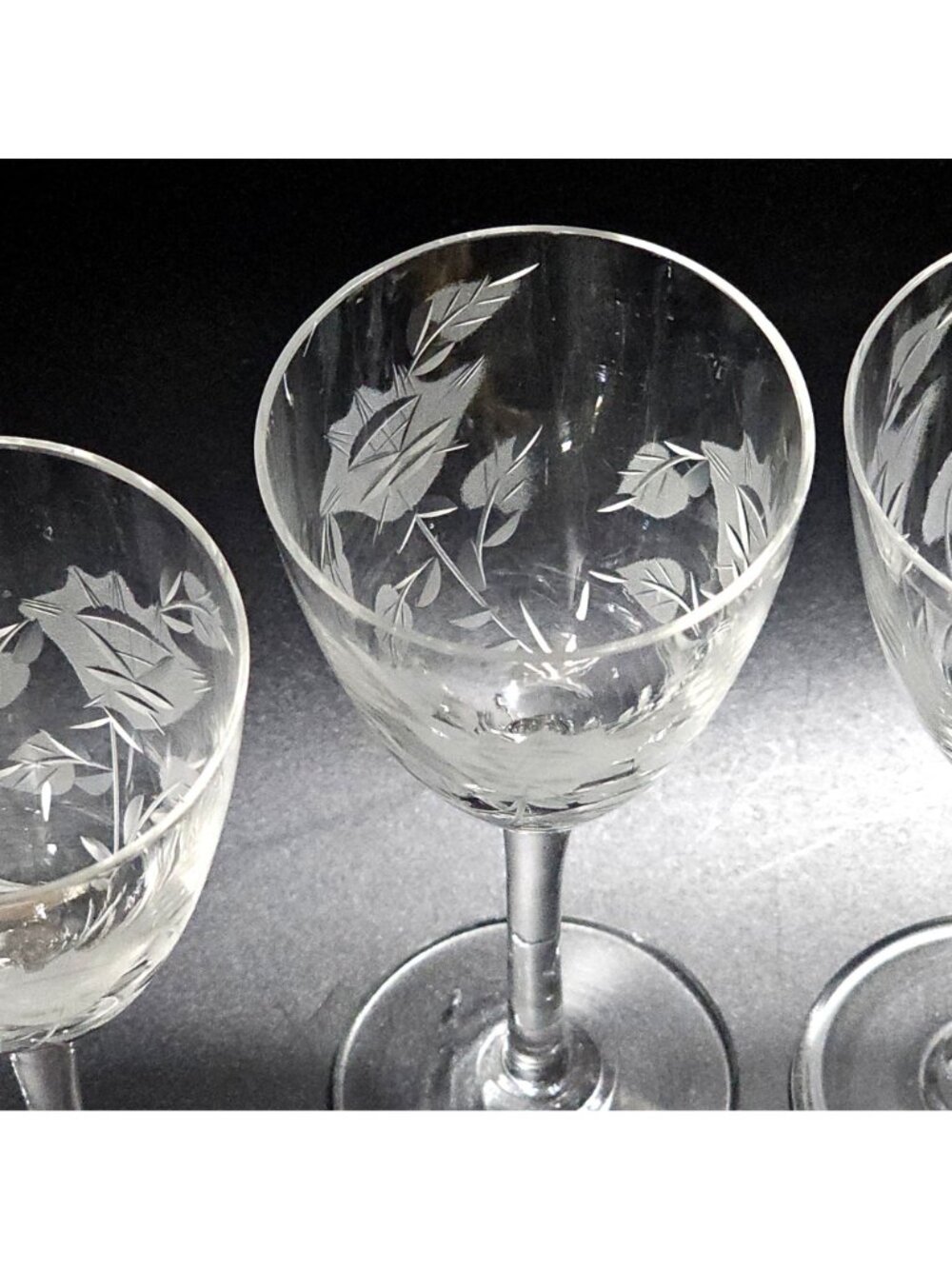 4 Toscany Frosted Floral Sherry Glasses 5.25" etched flower vintage decorative - Picture 4 of 7